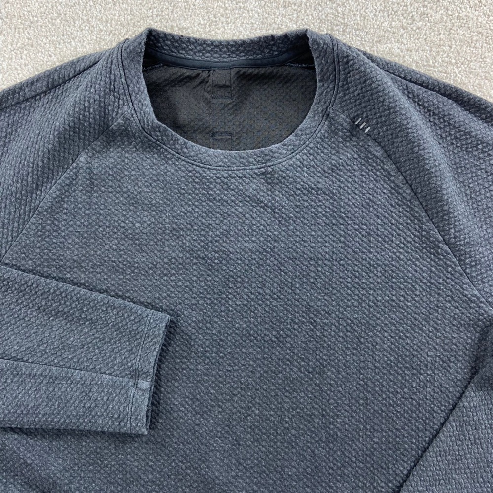 Lululemon At Ease Crewneck Mens XL Black Textured Jacquard Pullover Sweatshirt